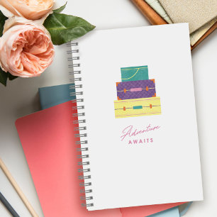 Lila gelbes Abenteuer wartet auf Spiral-Notebook Notizblock