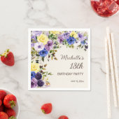 Lila Gelbes Aquarellblütenblatt 18. Geburtstag Serviette (Beispiel)