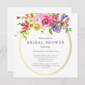 Lila-gelbes Blumenstrauß Brautparty Einladung (Vorne/Hinten)