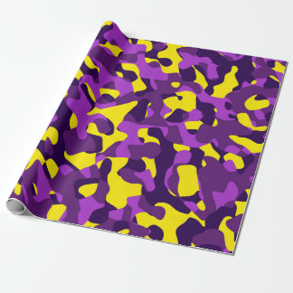 Lila gelbes Camouflage-Druckmuster Geschenkpapier