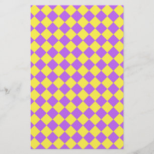 Lila Gelbes Diamant-Harlekin-Karuomuster Briefpapier