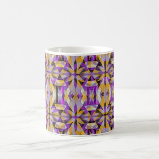 Lila-gelbes Diamanttribal Kaffeetasse (Mittel)
