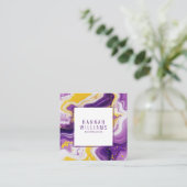 Lila-gelbes Glattgelb-QR-Code Flüssigkeitsplatz Quadratische Visitenkarte (Stehend Vorderseite)