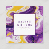 Lila-gelbes Glattgelb-QR-Code Flüssigkeitsplatz Quadratische Visitenkarte (Vorderseite)