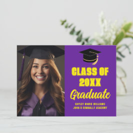 Lila Gelbes GraduiertenFoto Modernes Abschluss Ankündigung