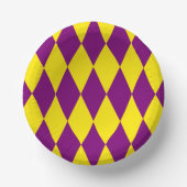 Lila-gelbes Harlekin-Karo-Design Pappteller (Vorderseite)