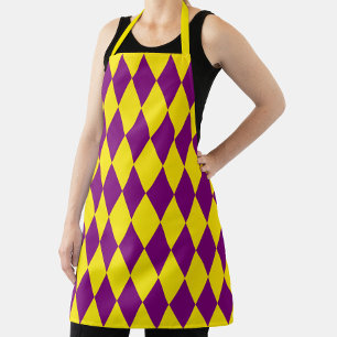 Lila-gelbes Harlekin-Karo-Design Schürze