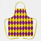 Lila-gelbes Harlekin-Karo-Design Schürze (Vorderseite)