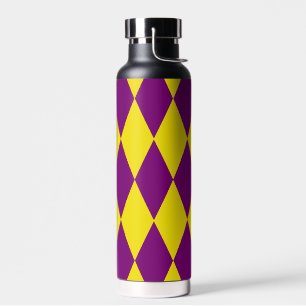 Lila-gelbes Harlekin-Karo-Design  Trinkflasche