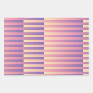 Lila-gelbes, rosa Streifenmuster Geschenkpapier Set