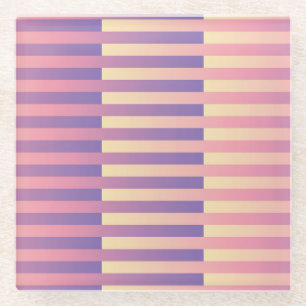 Lila-gelbes, rosa Streifenmuster Glasuntersetzer