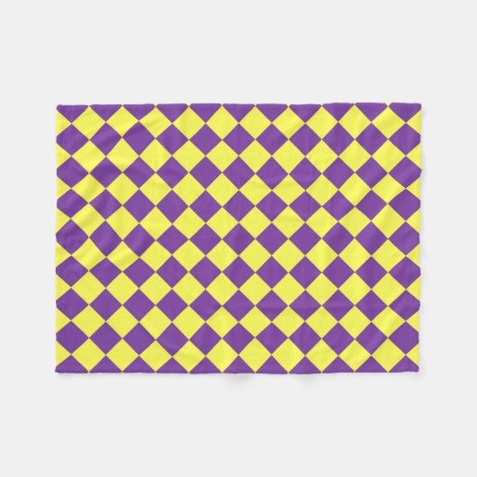 Lila-Gelbes Schachbrett Diamantmuster Fleecedecke (Vorderseite (Horizontal))