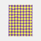 Lila-Gelbes Schachbrett Diamantmuster Fleecedecke (Vorderseite)