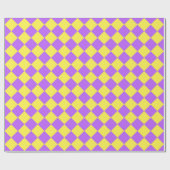 Lila-Gelbes Schachbrett Diamantmuster Geschenkpapier (Flach)