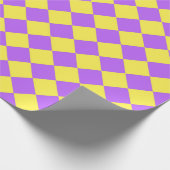Lila-Gelbes Schachbrett Diamantmuster Geschenkpapier (Ecke)