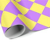 Lila-Gelbes Schachbrett Diamantmuster Geschenkpapier (Rolleneckpunkt)