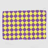 Lila-Gelbes Schachbrett Diamantmuster Golfhandtuch (Horizontal)