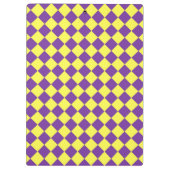 Lila-Gelbes Schachbrett Diamantmuster Klemmbrett (Rückseite)
