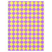 Lila-Gelbes Schachbrett Diamantmuster Klemmbrett (Rückseite)