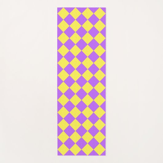 Lila-Gelbes Schachbrett Diamantmuster Yogamatte (Vorderseite)