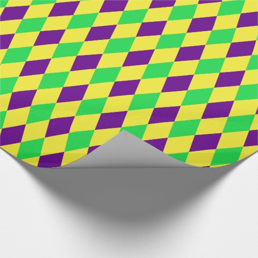 Lila-Gelbgrün-Harlequin-Muster Geschenkpapier (Ecke)