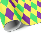 Lila-Gelbgrün-Harlequin-Muster Geschenkpapier (Rolleneckpunkt)