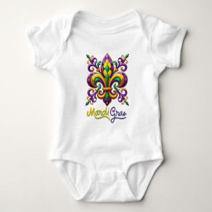 Lila-Gelbgrün Mardi Gras Lilie Baby Strampler