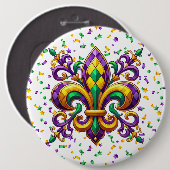 Lila-Gelbgrün Mardi Gras Lilie Button (Vorne & Hinten)