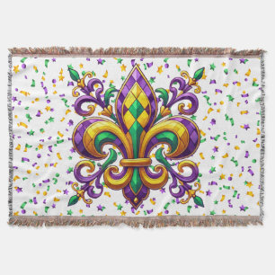 Lila-Gelbgrün Mardi Gras Lilie Decke