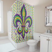 Lila-Gelbgrün Mardi Gras Lilie Duschvorhang (Beispiel)