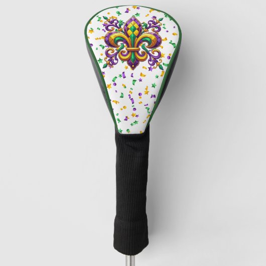 Lila-Gelbgrün Mardi Gras Lilie Golf Headcover (Vorderseite)
