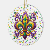 Lila-Gelbgrün Mardi Gras Lilie Keramik Ornament (Links)