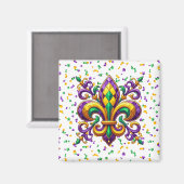 Lila-Gelbgrün Mardi Gras Lilie Magnet (Vorderseite/Rückseite)