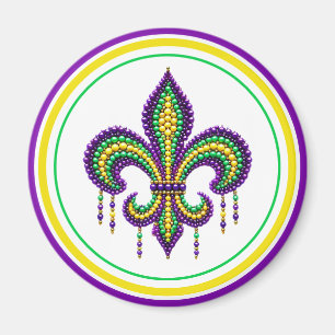 Lila-Gelbgrün Mardi Gras Lilie Magnet