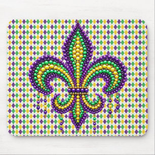 Lila-Gelbgrün Mardi Gras Lilie Mousepad