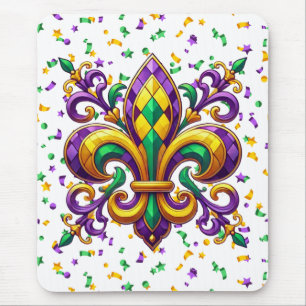 Lila-Gelbgrün Mardi Gras Lilie Mousepad
