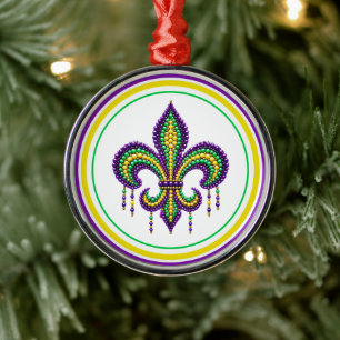 Lila-Gelbgrün Mardi Gras Lilie Ornament Aus Metall