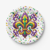 Lila-Gelbgrün Mardi Gras Lilie Pappteller (Vorderseite)