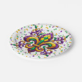 Lila-Gelbgrün Mardi Gras Lilie Pappteller (Schrägansicht)