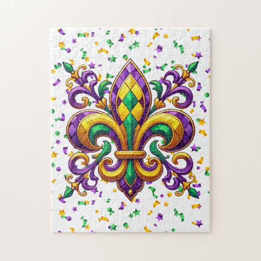Lila-Gelbgrün Mardi Gras Lilie Puzzle (Vertikal)