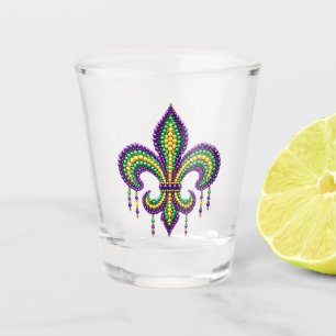 Lila-Gelbgrün Mardi Gras Lilie Schnapsglas