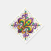Lila-Gelbgrün Mardi Gras Lilie Serviette (Ecke)