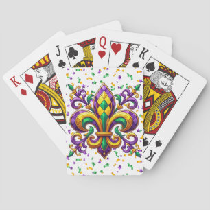 Lila-Gelbgrün Mardi Gras Lilie Spielkarten