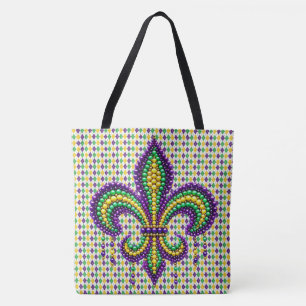 Lila-Gelbgrün Mardi Gras Lilie Tasche