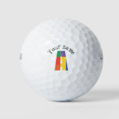Lila-gelblicher Monogramm-Buchstabe A Golfball (Vorderseite)