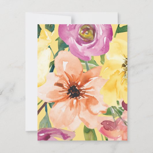 Lila Gelbrosa Aquarellblume 21. Geburtstag Einladung (Rückseite)