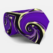 Lila Gelbspirale Spin, Abstraktes Wirbelmuster Krawatte (Gerollt)
