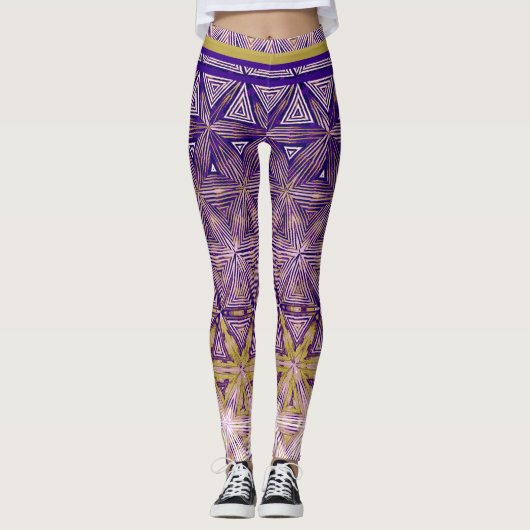 Lila Gelbsternmuster Leggings (Vorderseite)