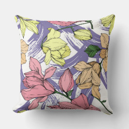 Lila Geliebter Magnolia Wildblumen niedlich botani Kissen