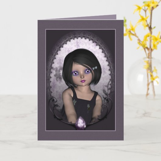 Lila Gem Karte (Gelbe Blume)